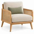 Sillón con estructura abierta con detalles de entramado, beige y marrón