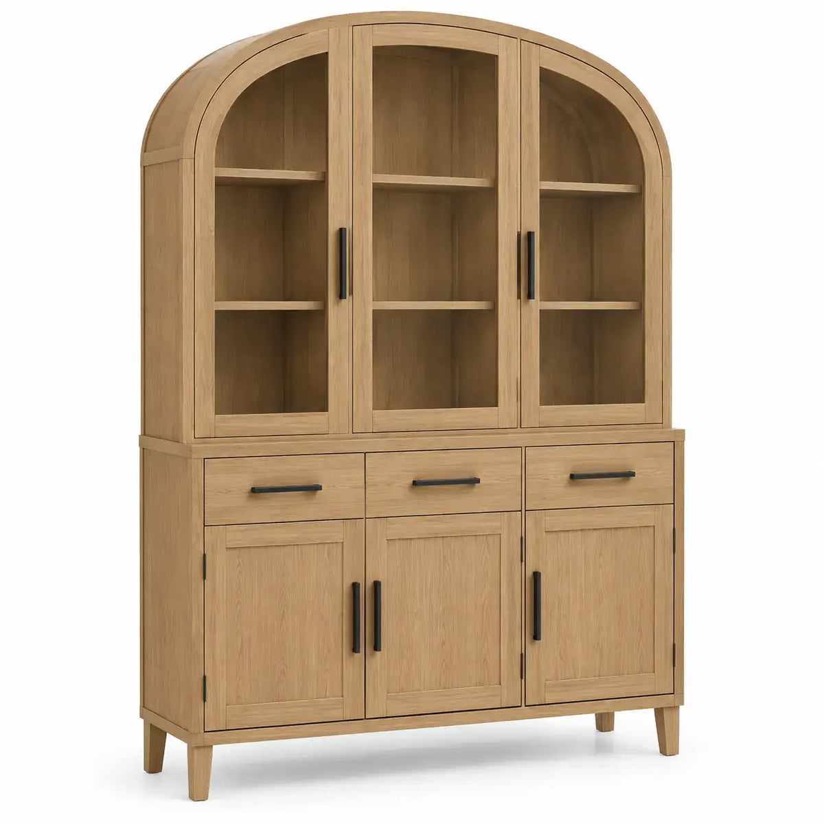 Vitrina de almacenamiento con formas arqueadas, marrón