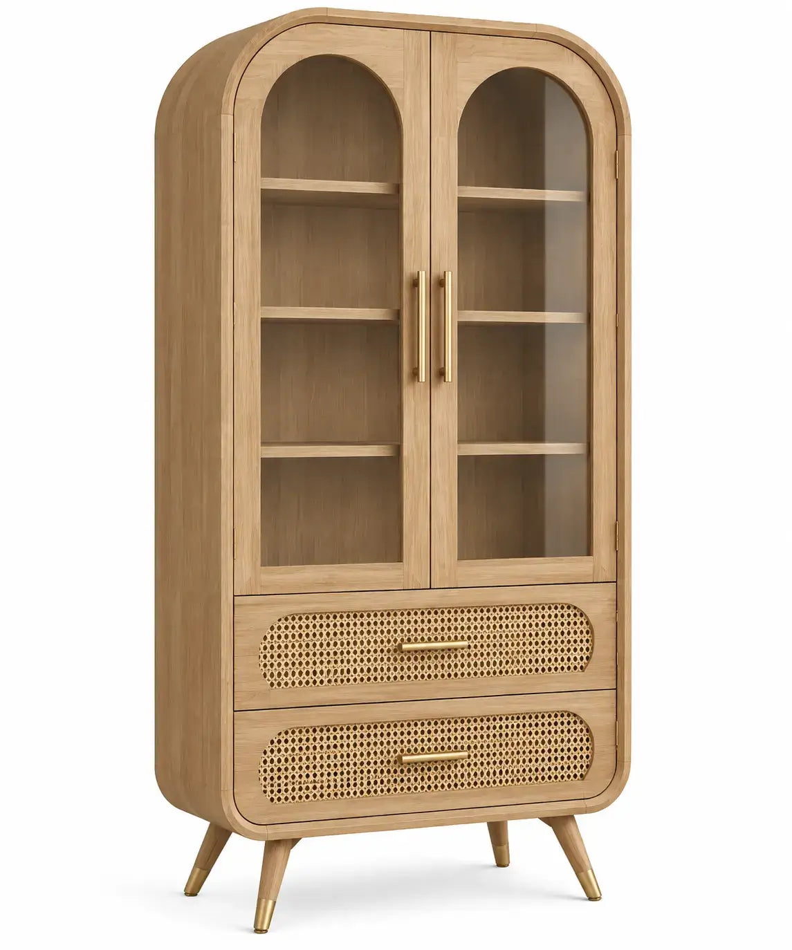 Vitrina de almacenamiento con formas arqueadas, marrón